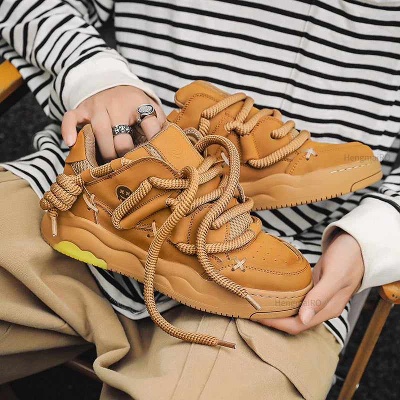 Retro Punk Canvas Leather School Sneakers