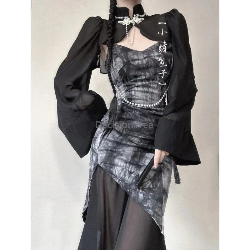 Gothic Wide Sleeve Midi Dress