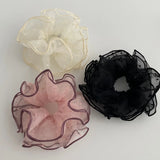 Ruffled Sheer Dot Mesh Ponytail Holder