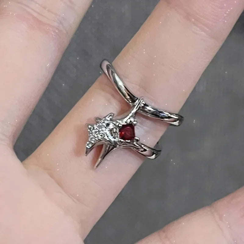Y2K Crystal Red Rings