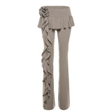 Ruffled Flower Straight Leg Pants