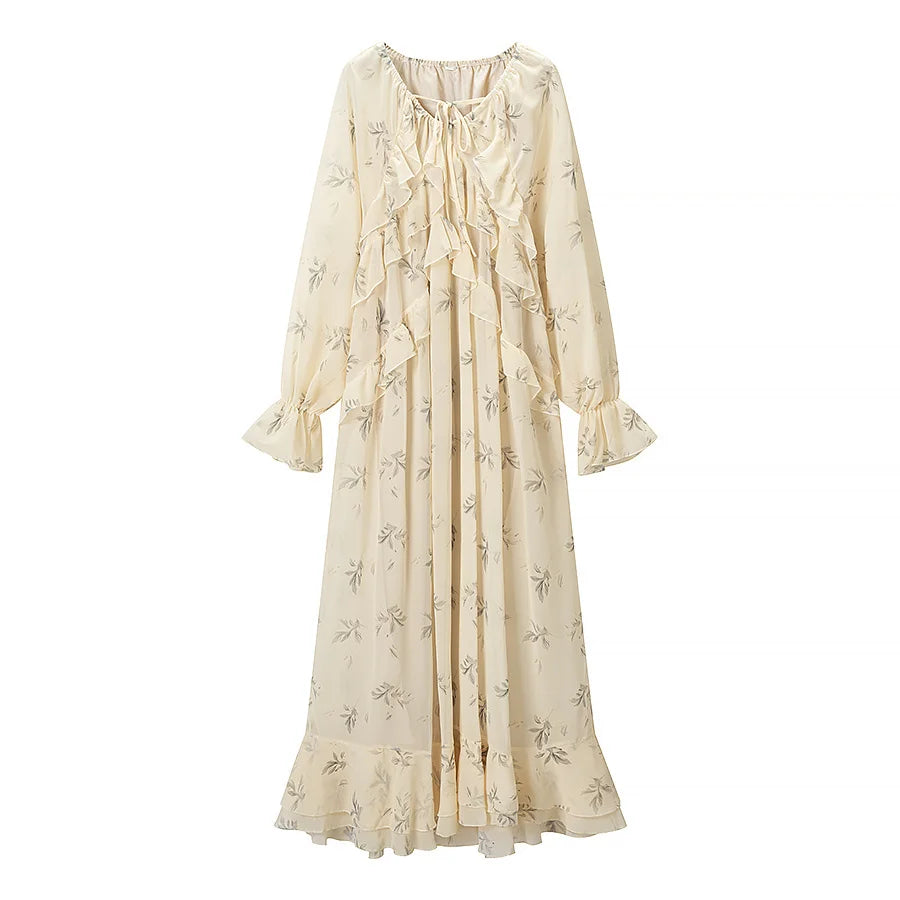 Floral Print Long Sleeve Maxi Dress