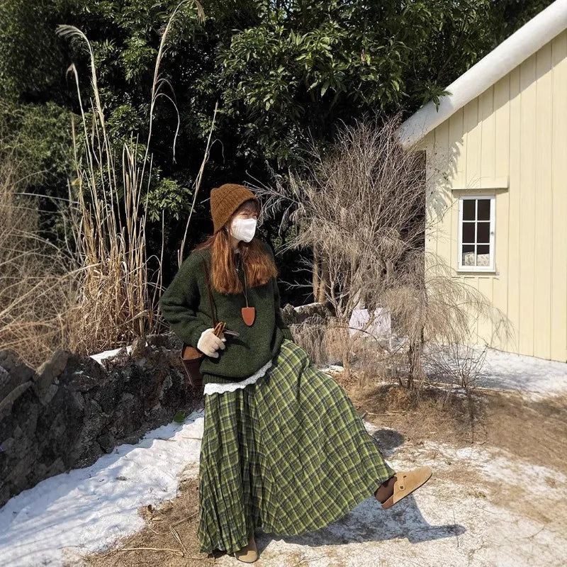Fairycore Plaid Maxi Skirt