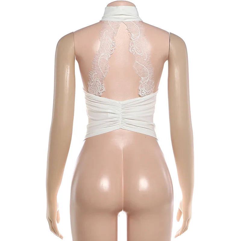 Y2K Lace Women's Back Halter Top