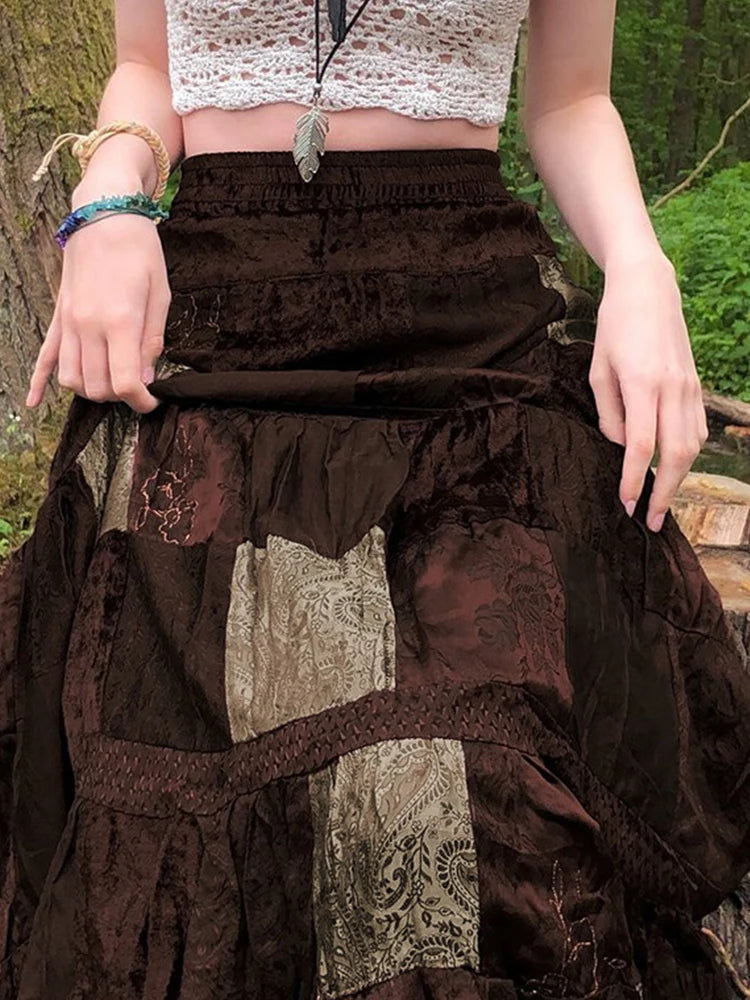 Fairycore Patchwork Maxi Skirt