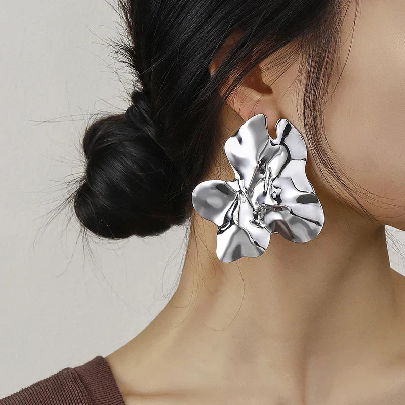 Irregular Metal Flower Earrings