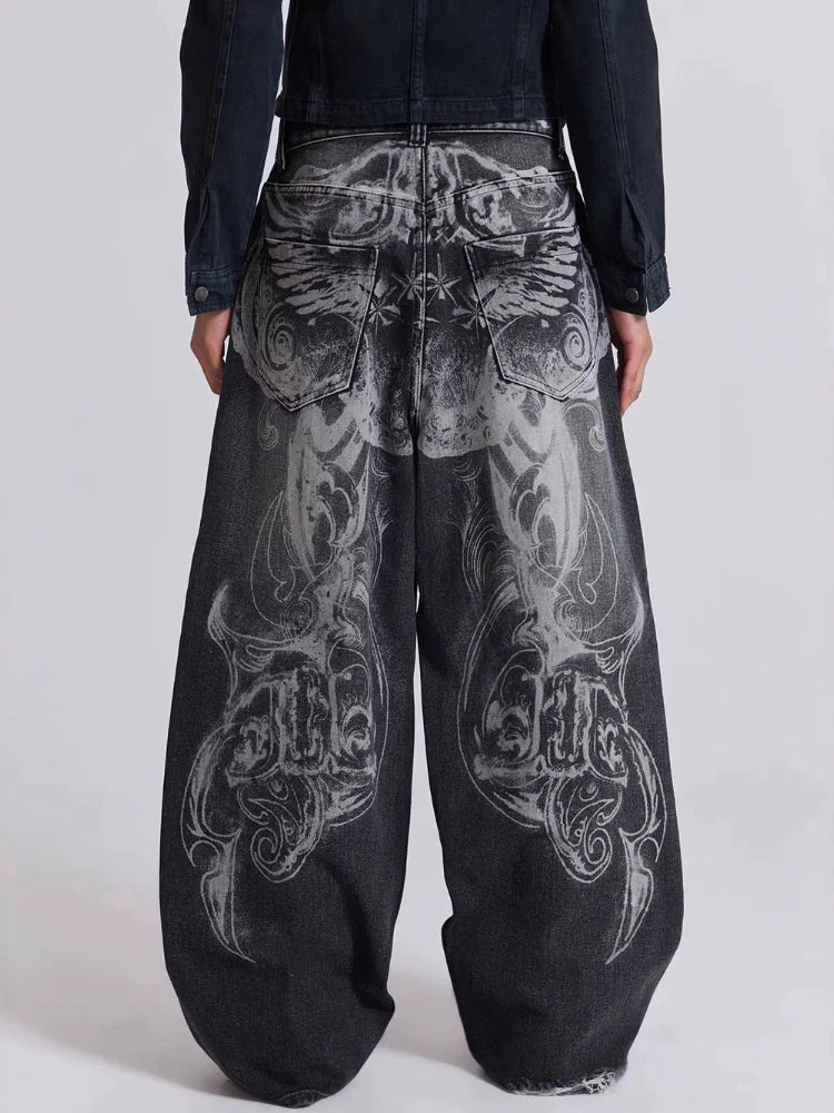 Y2K Graffiti Washed Baggy Jeans
