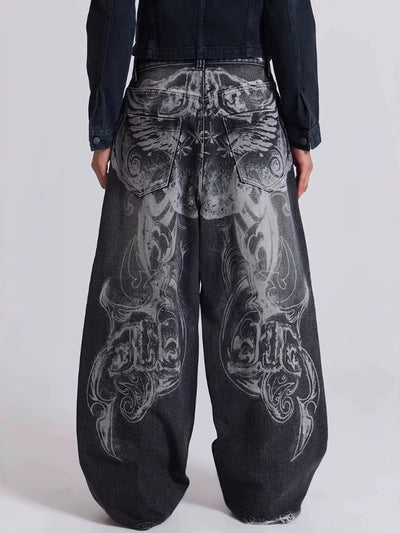 Y2K Graffiti Washed Baggy Jeans