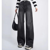 Retro Black Women's High Waist Wide Leg Jeans