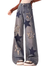 Vintage Star Embroidery Baggy Jeans