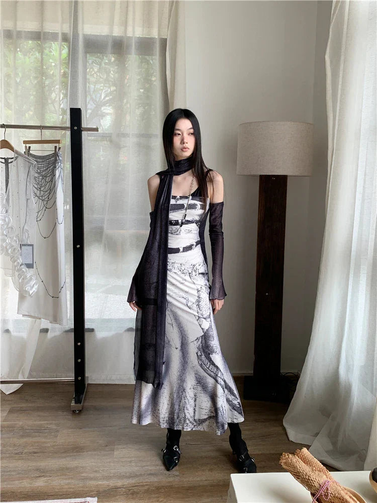 Grunge-Marmor-Maxikleid