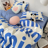 Korean Pink Letter Bedding Set