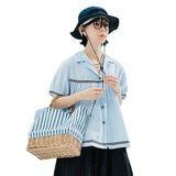 Soft Girl Picnic Blue Shirt