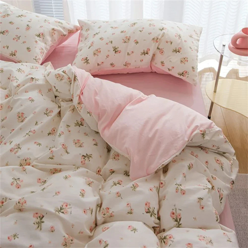 Pink Plaid Bowknot Bedding Set