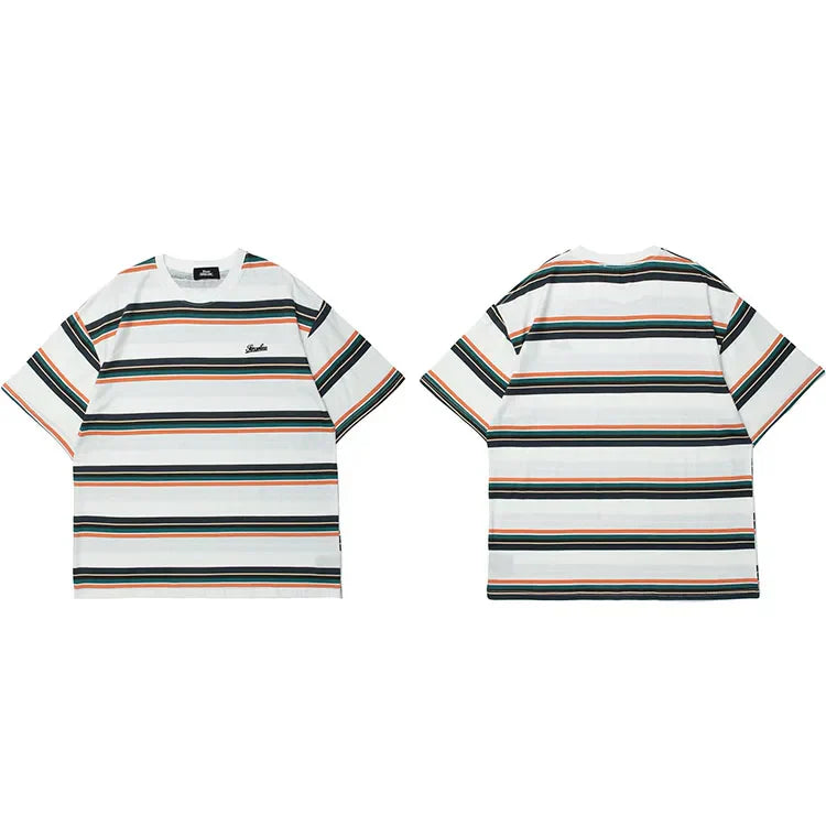 Striped Print Cotton T-Shirt