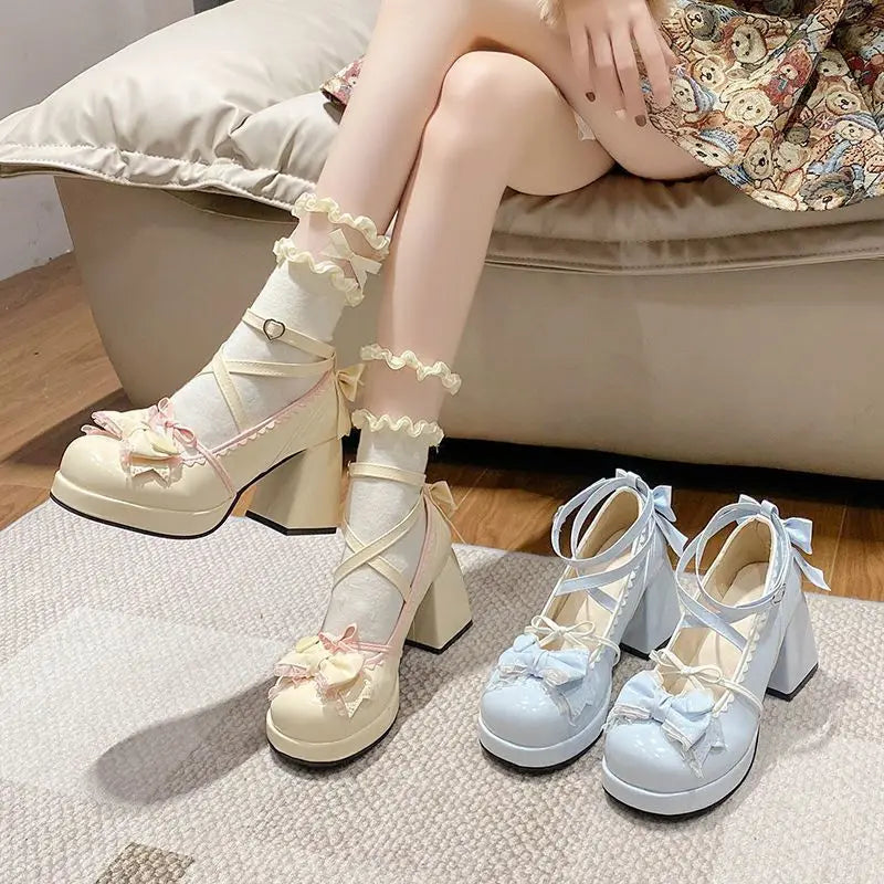 Lolita Coquette Chunky High Heels