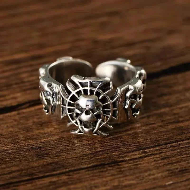 Vintage Thai Silver Skull Head Ring