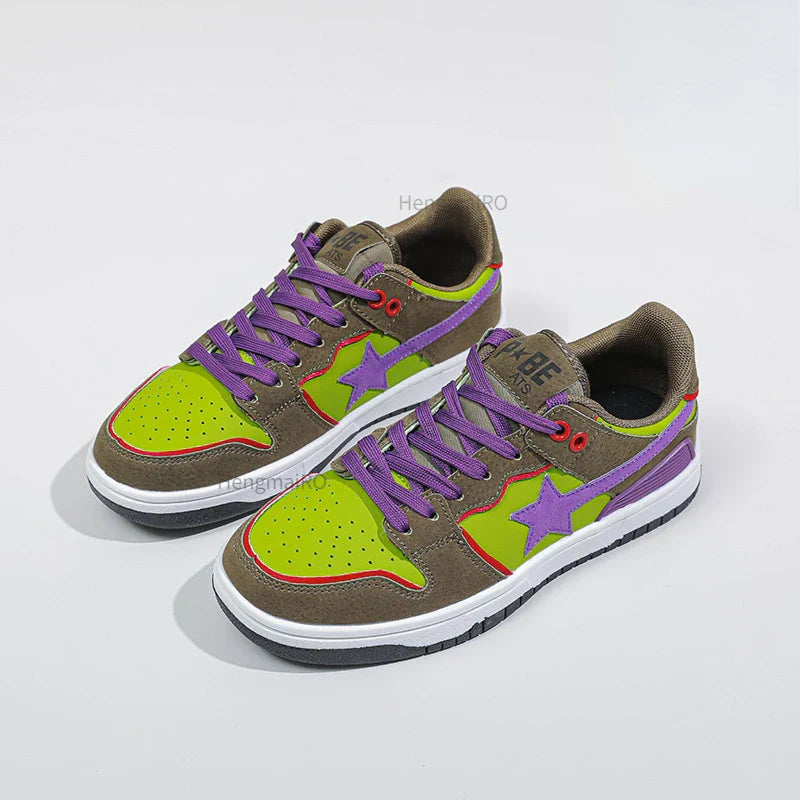 School Retro Multicolor Star Sneakers for Couples