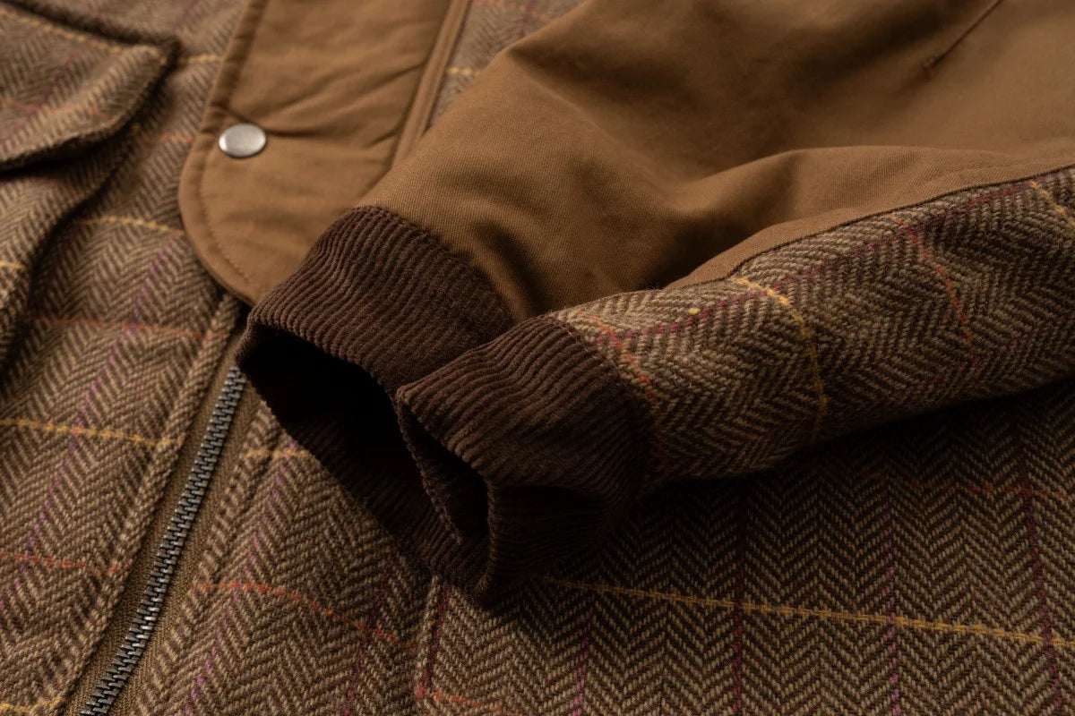 Grandma's Aesthetic Plaid Woolen Brown Windbreaker Jacket