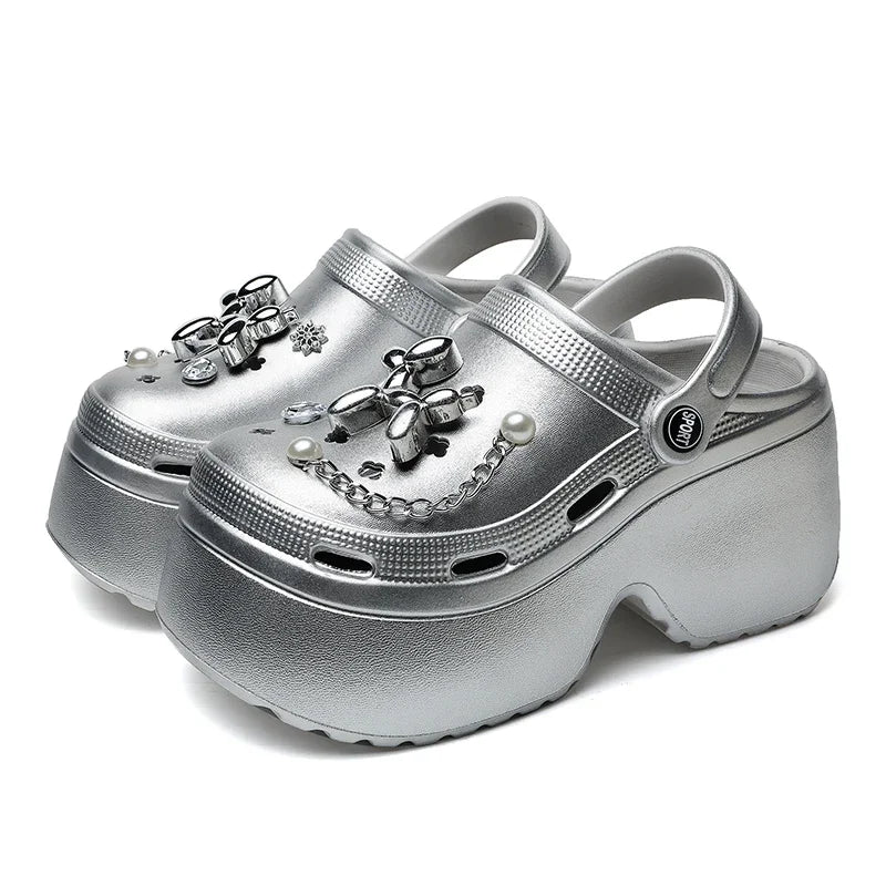 Cyberpunk Women's Shiny Platform Crocs
