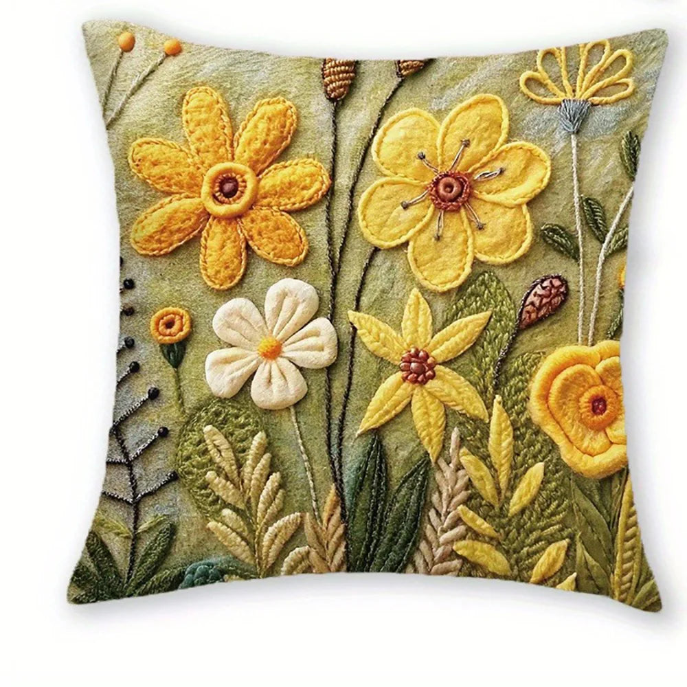 Floral Pattern Yellow Pillowcase