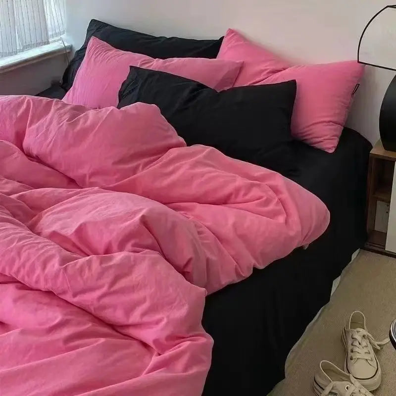 Korean Pink Letter Bedding Set