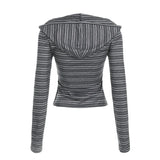 Casual Striped Long-sleeved Hoodie