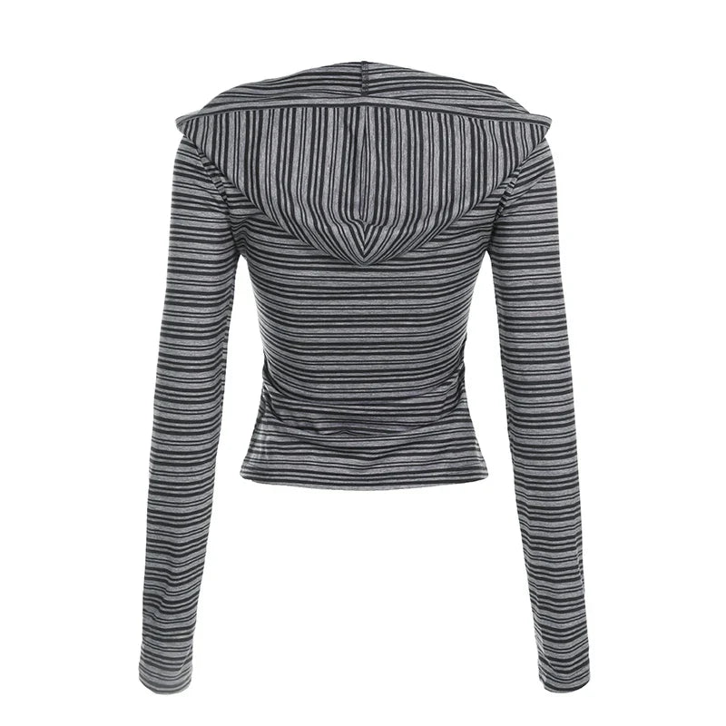 Casual Striped Long-sleeved Hoodie