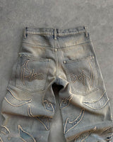 Retro Patchwork High Waist Jeans