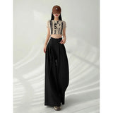 Schwarze High-Waist-Hose mit weitem Bein