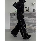 Acubi Black Striped Wide-Leg Pants