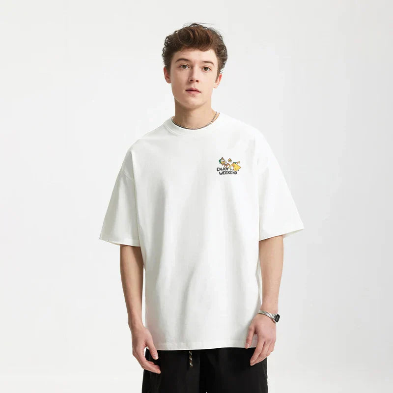 T-Shirt mit Berg-Print und Unifarbe