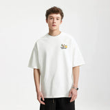 T-Shirt mit Berg-Print und Unifarbe