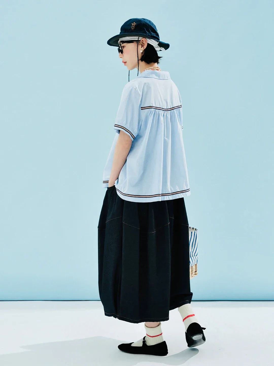 Soft Girl Picnic Blue Shirt