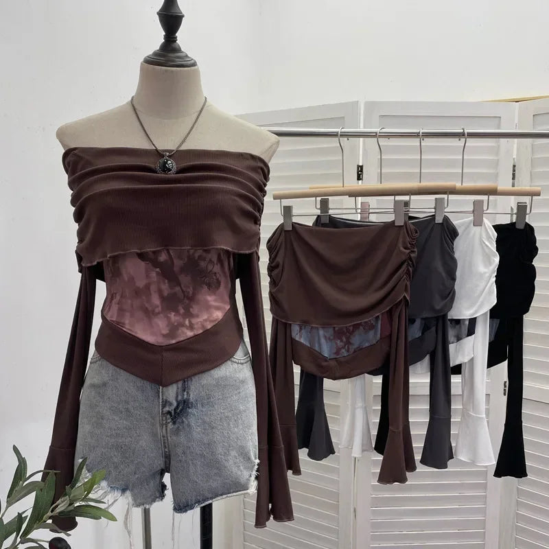 Fairycore Butterfly Ruched Off Shoulder Top