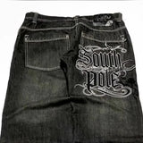 Y2K Edgy Jeans mit weitem Bein