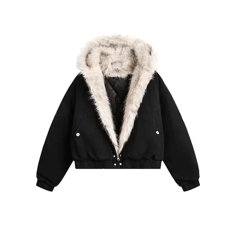 Faux Furr Thickened Zip Up Hoodie