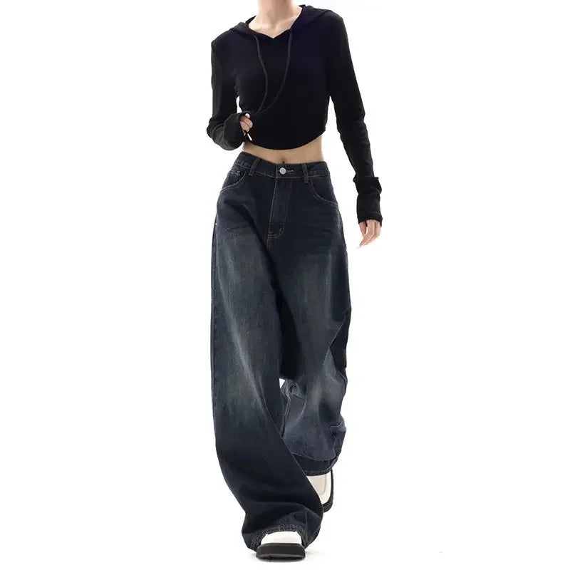 Pantalones anchos de mezclilla de mujer de talle alto