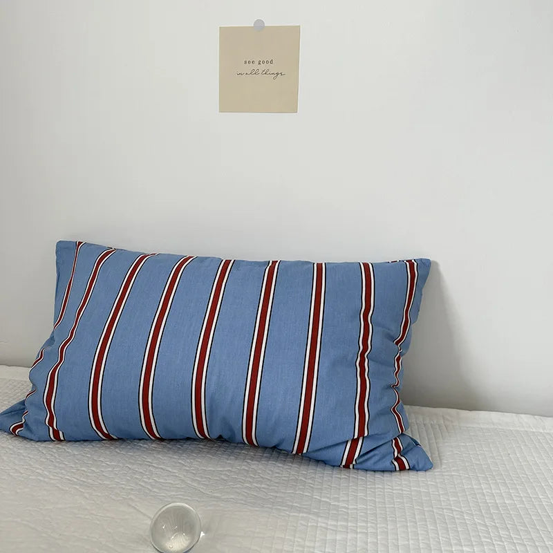Solid Color Simple Striped Pillowcase