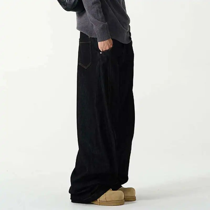 Solid Color Wide Leg Denim Jeans