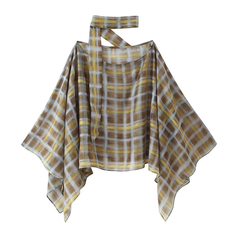 Round Neck With Scarf Wide Sleeves Blouse
