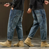 Faded Blue Straight Leg Cargo Jeans