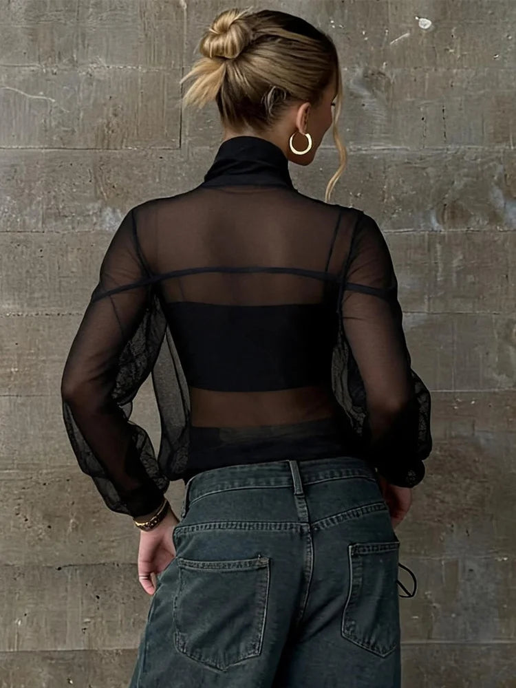 Trendy Sheer Mesh Track Sweatshirt