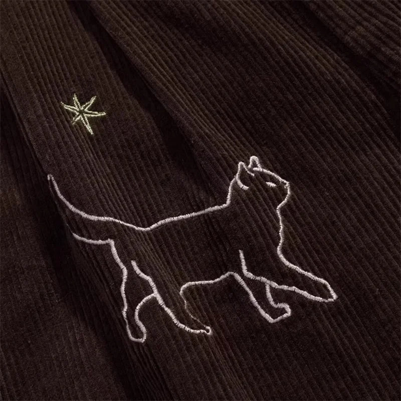 Indie Cartoon Cat Wide Leg Pants