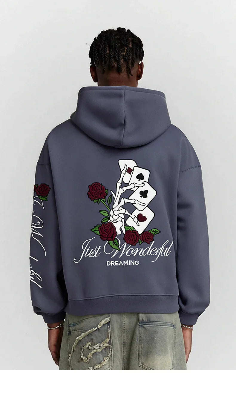 Vintage Washed Embroidery Boxy Hoodie