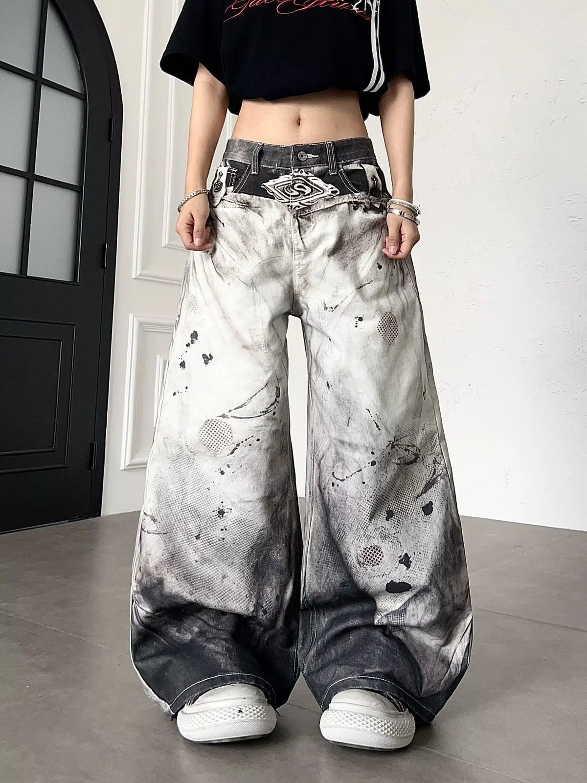 Cyberpunk Gradient Wide Leg Jeans