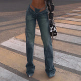 Patchwork Fake Two-Piece Baddie Jeans