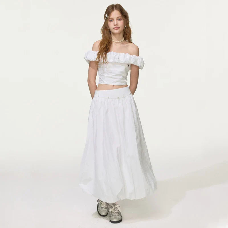 Soft Girl White Two-piece Set