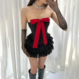 Coquette Red Strapless Bow Set