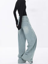 Vintage-Jeans mit hoher Taille in Blau und weitem Bein